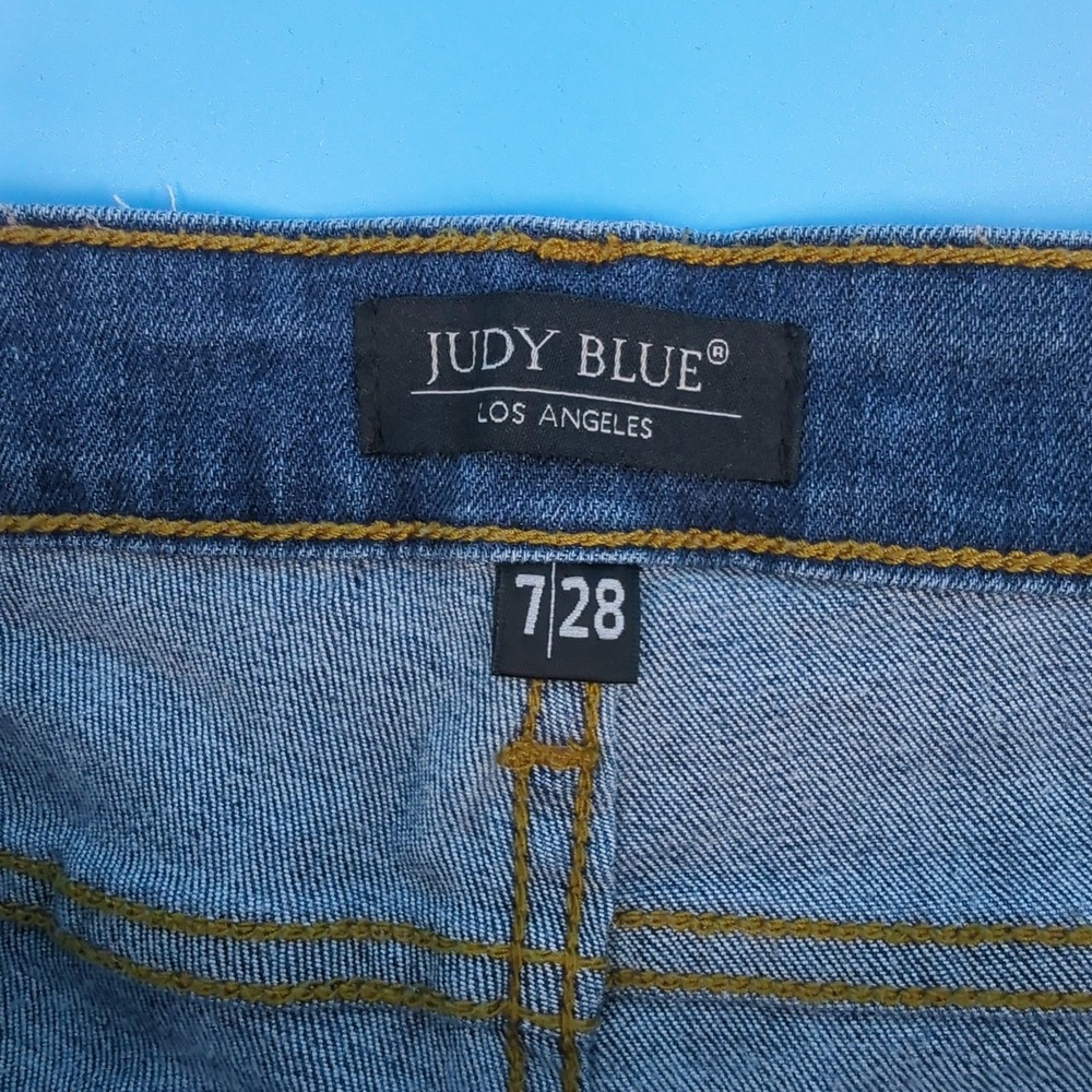 Judy Blue Skinny Fit Distressed Leopard Patch Jeans Medium Wash JB8265MD 7/28 - Picture 2 of 14